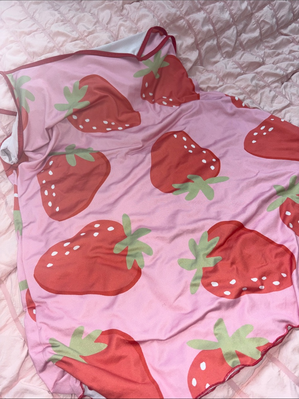 Kids Strawberry Print Pink Pajama Set